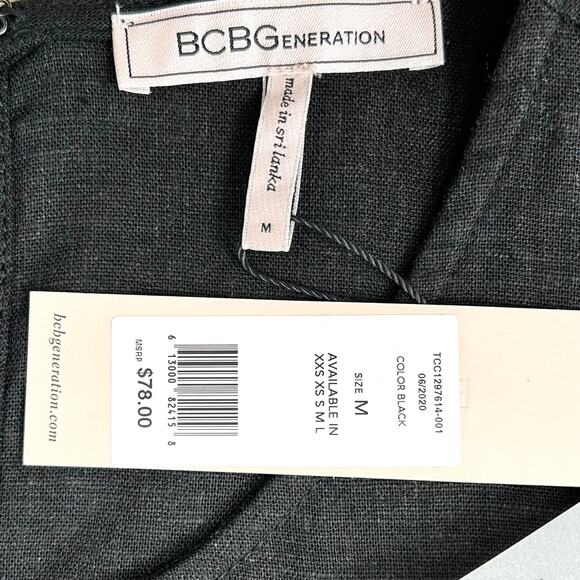 BCBGeneration Black Linen Blend Pompom Trim Sleeveless Top NWT - Picture 9 of 10